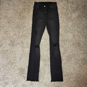 Black Scrunched/Ruched Bottom Jeans